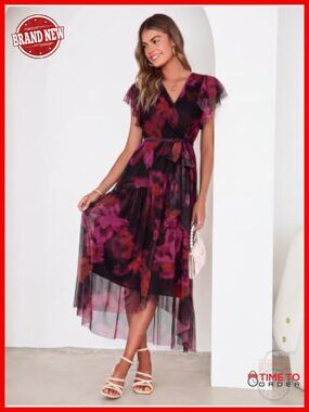Dresses | Simplee Womens Floral Belted Boho Flowy Beach Wedding Guest Dresses | Simplee Womens Floral Belted Boho Flowy Beach Wedding Guest